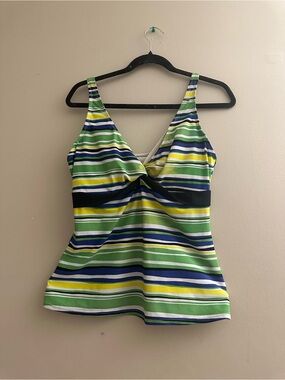 Striped V-Neck Tankini Top